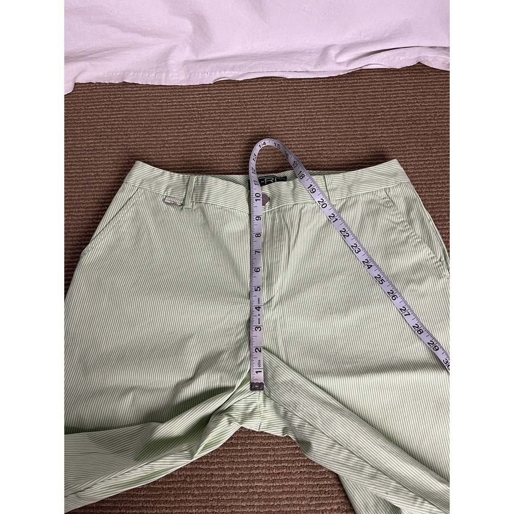 Ralph Lauren LRL Active Shorts Womens 10 Chino Green Striped Cotton Outdoor - Picture 7 of 10